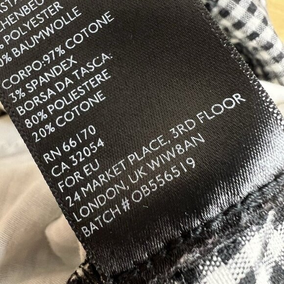 Urban Outfitters Silence Noise Gingham Black Plaid Tapered Trousers Pants Size 4 - Picture 10 of 13